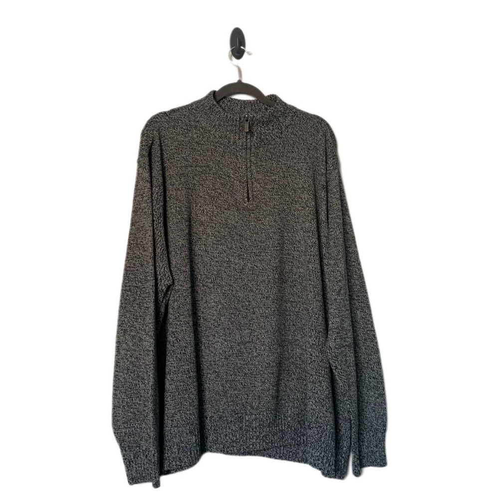 Perry Ellis Gray Black Zip Up Turtleneck Sweater